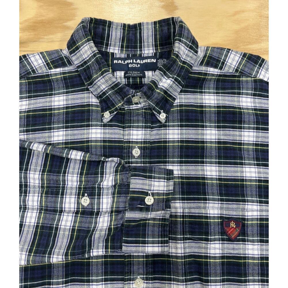 Ralph Lauren Golf XL Multicolor Plaid Tilden Long Sleeve Button Up Preppy Crest